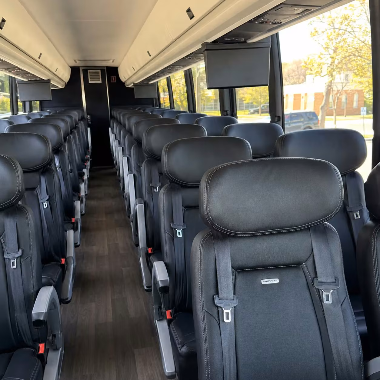 56 passenger charter bus inside